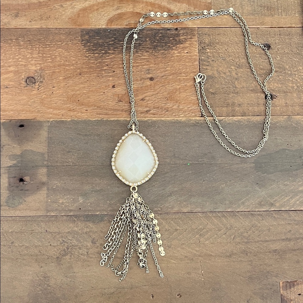 Elegant Silver and White Pendant Necklace